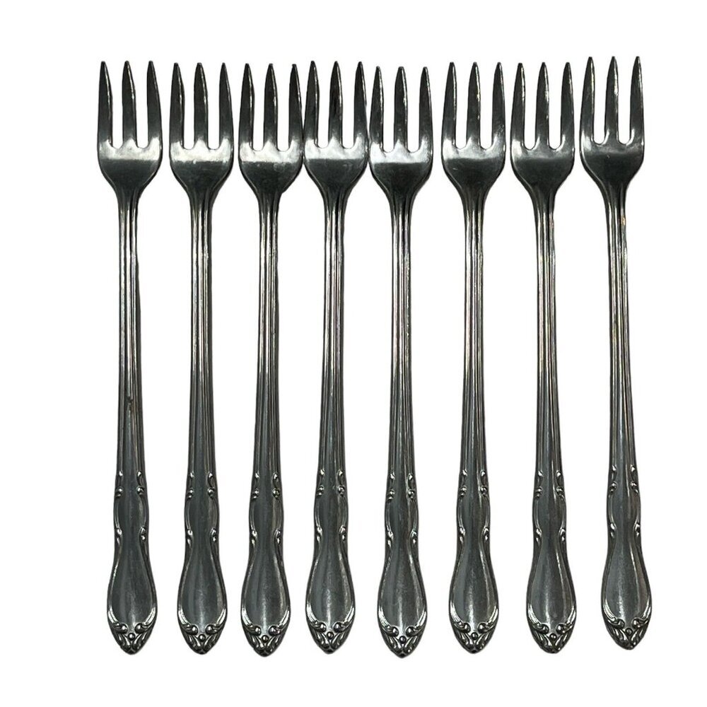 Simeon L George H‎ Rogers Homestead Stainless Cocktail Seafood Set of 8 Forks